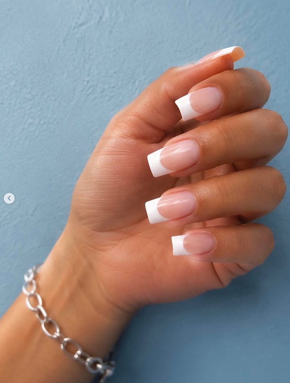 Classic French tip square nails